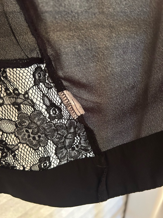 Warehouse Black Satin Robe with Lace Inset - Picture 4 of 7